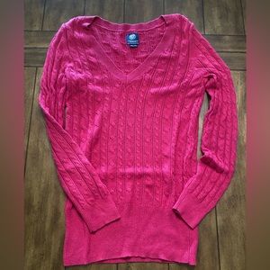 Women’s Juniors American Eagle Cable V Neck Sweater Sz XL Valentines Day